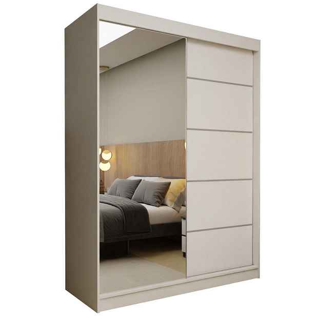 MASSENO ŠATNÍ SKŘÍŇ S POSUVNÝMI DVEŘMI MIRELLA, 160/216/61 cm 2dveřová se zrcadlem, bílá