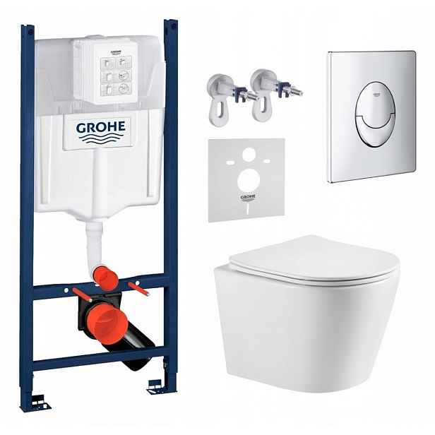 Rám Grohe s Wc mísou Imprese Tornado a chromovaným tlačítkem