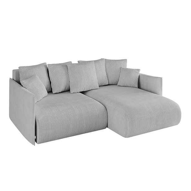 ALTDECOR ROHOVÁ SEDAČKA s funkcí spaní a otomanem, pravá ONESK-L 216x177x72 Šedá Manšestr