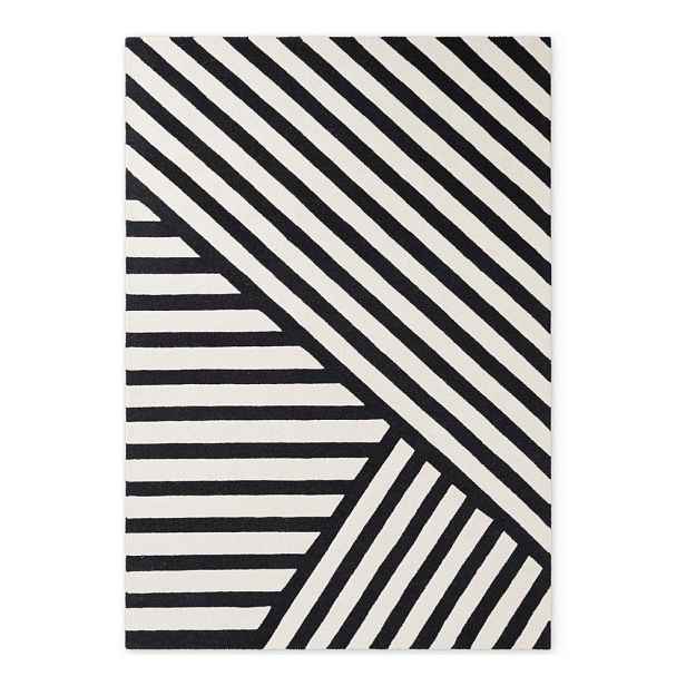 Černobílý ručně tkaný vlněný koberec 160x230 cm Stryve Noir – Elle Decoration