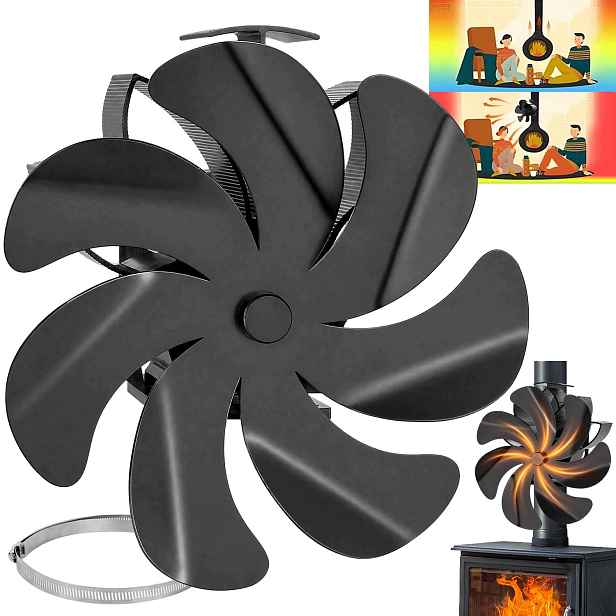 Krbový Ventilátor 7 Lopatek Úspora 1300 Ot/min Tichý Krb Bez Elektřiny