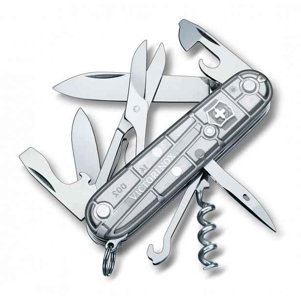 VICTORINOX - Střední kapesní nůž Climber, 14 funkcí, stříbrná 1.3703.T7