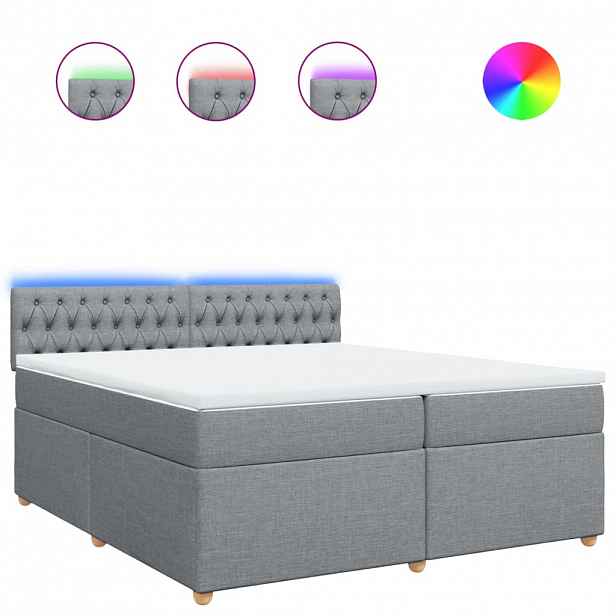 vidaXL Box spring postel s matrací světle šedá 200 x 200 cm textil