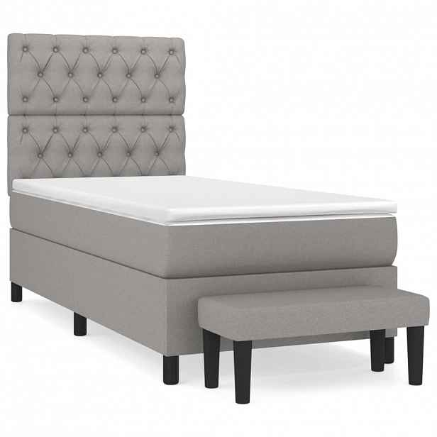 vidaXL Box spring postel s matrací světle šedá 80 x 200 cm textil
