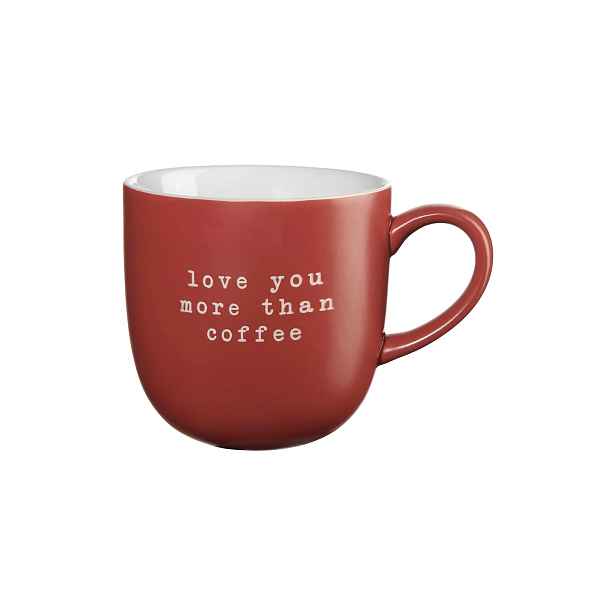 Hrnek s uchem 350 ml Hey! ASA Selection - Love you more than coffee - cihlový