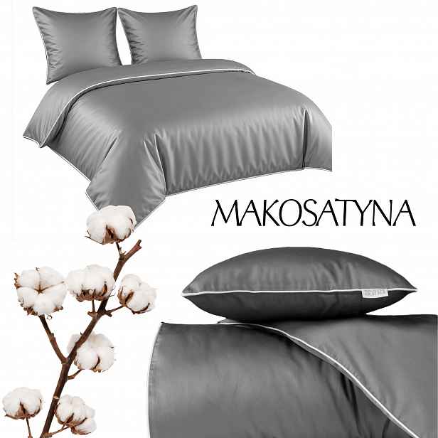 Povlečení Pure z bavlněného makosatinu 180x200 Šedá Premium