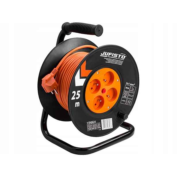 Prodlužovací Kabel Na Bubnu 25M 3x1 mm 4 Zásuvky