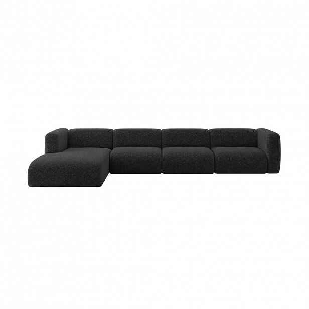 ALTDECOR ROHOVÁ SEDAČKA S LEVOU OTOMANOU MIRA-L3 409x179x70 Černá Velur