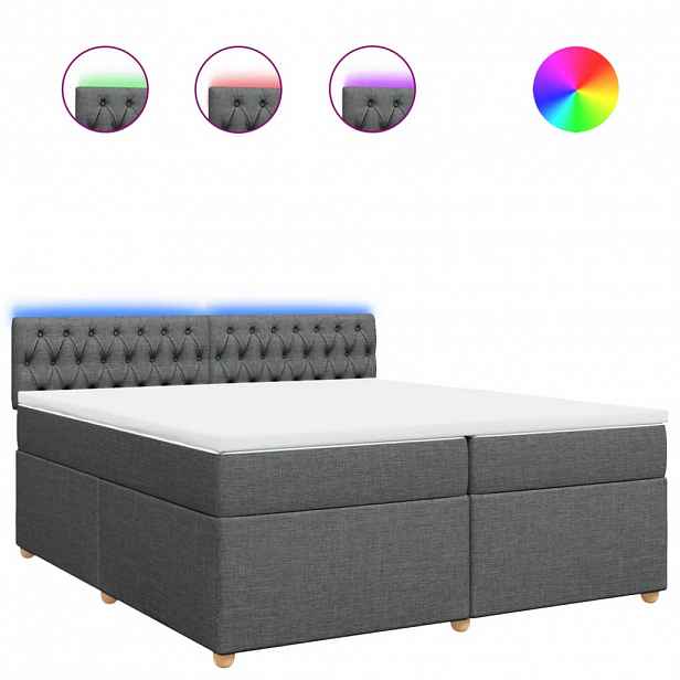 vidaXL Box spring postel s matrací tmavě šedá 200x200 cm textil