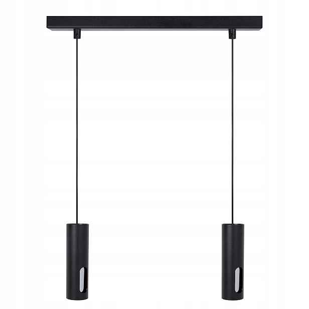Moderní závěsná lampa, černá, stříbrná, 2 tuby do jídelny nad stůl Sigma