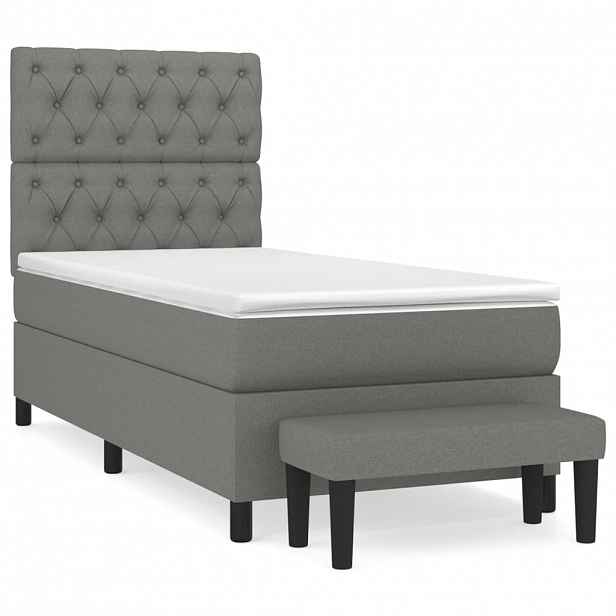 vidaXL Box spring postel s matrací tmavě šedá 80 x 200 cm textil