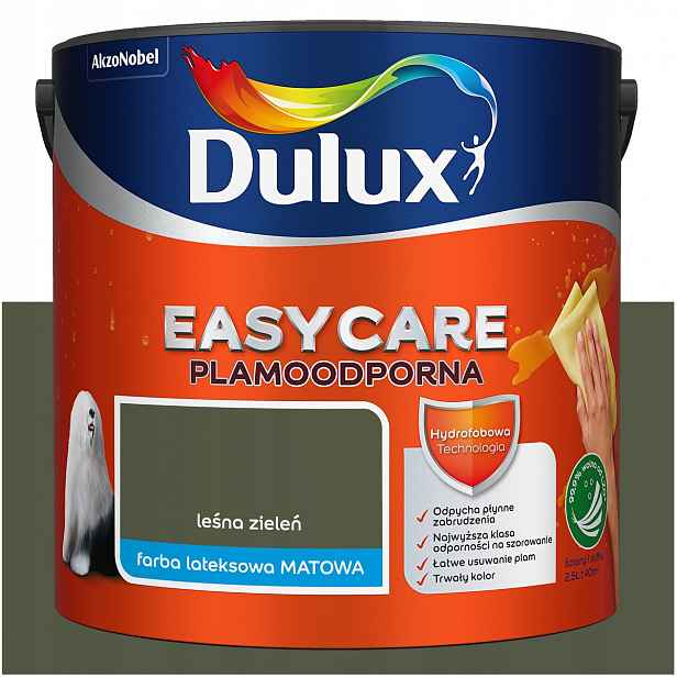 Barva na stěny stropů odolná proti skvrnám Dulux Easycare Lesní Zeleň 2,5L