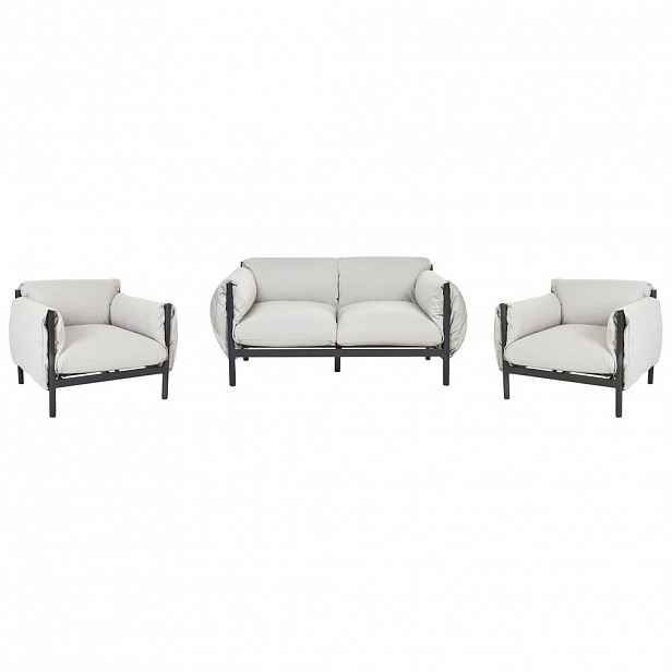 Beliani 4-MÍSTNÁ SEDACÍ SOUPRAVA LOUNGE SADA Hliník světle šedá/černá Esperia