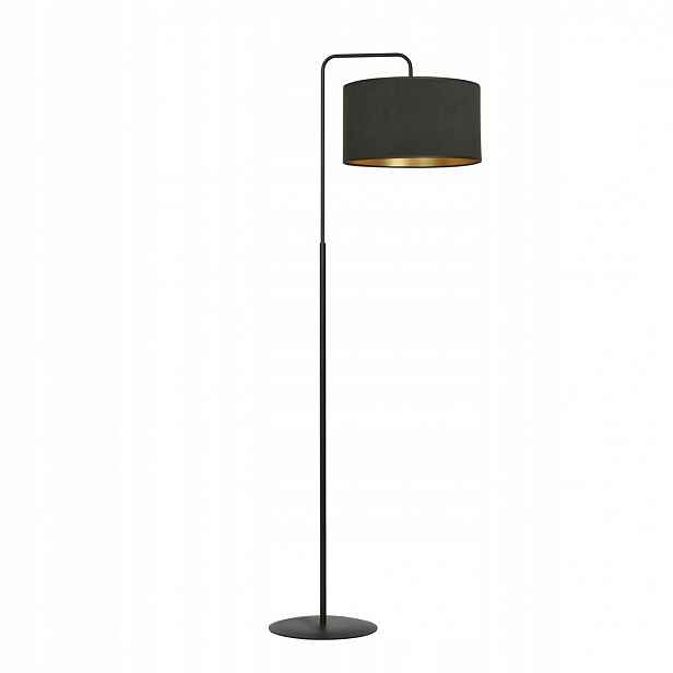 Černá stojací lampa Hilde 150 cm s velurovým stínítkem E27