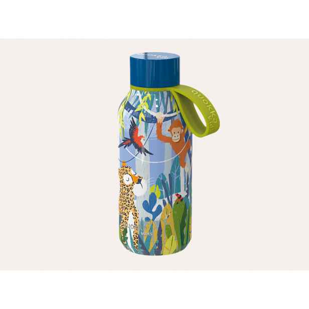 Quokka Nerezová termoláhev Solid Kids s poutkem Jungle 330 ml