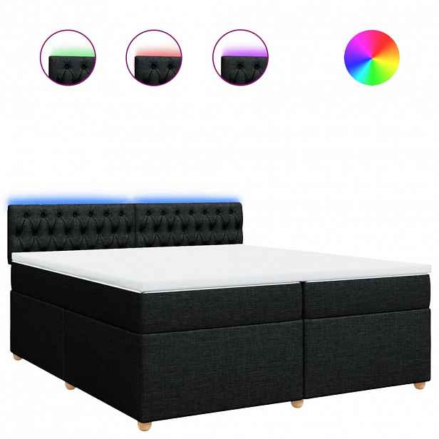 vidaXL Box spring postel s matrací černá 200x200 cm textil