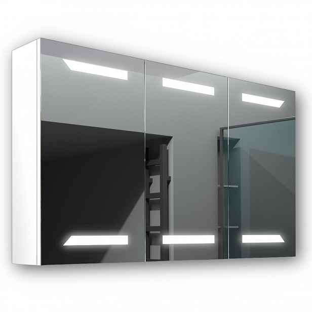 Dřevěná skříňka 120x70 Led zrcadlo Loki Bílá