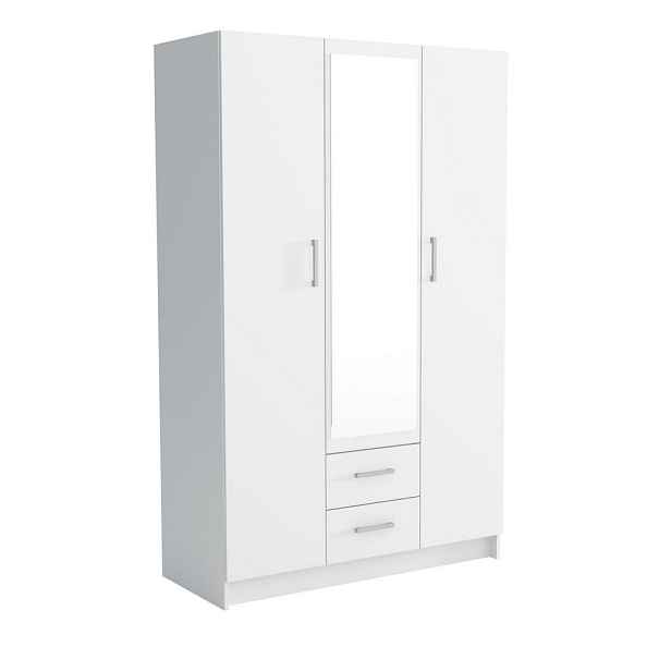 MASSENO ŠATNÍ SKŘÍŇ S OTOČNÝMI DVEŘMI PINELLO, 120/195/55 cm 2dveřová se zrcadlem, bílá
