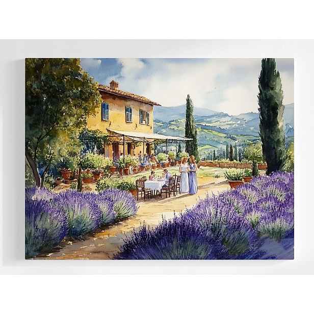 Plakát Toskánská Vila Levandule Itálie Hory Léto 100x75