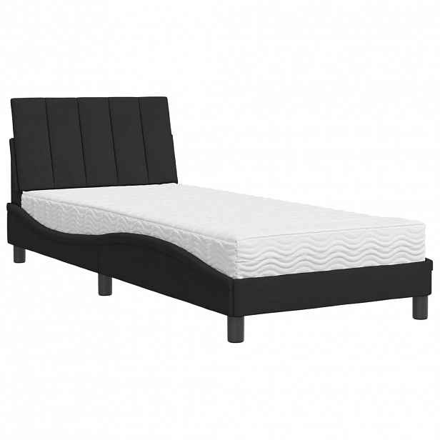 vidaXL Postel s matrací Hanko černá 90 x 190 cm samet