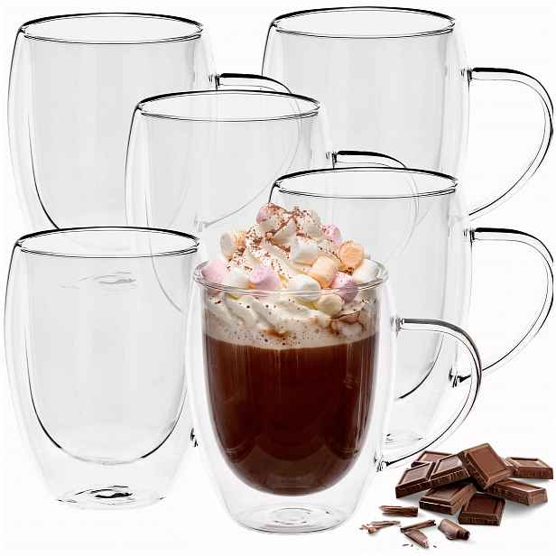 6 x Termo Sklenice Na Kávu Latté Čaj S Dvojitým Dnem 350 ml Dárek