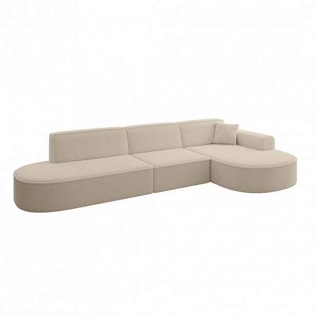 ALTDECOR ROHOVÁ SEDACÍ SOUPRAVA s otomanem vpravo MARI-L2 – 328 × 171 × 79 cm tmavě béžová buklé