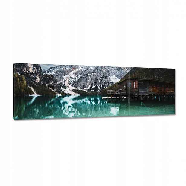 Obrazy 120x40 Dřevěný domeček v horách