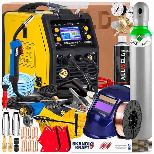 Poloautomatický Magnum Mig 220 Alu Cu Synergie 230V 200A Mma Tig DC Lutosvařování