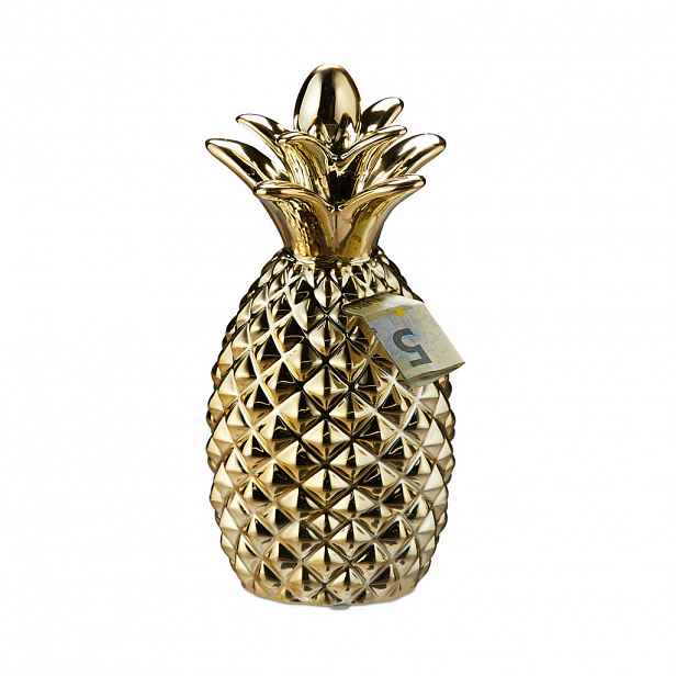 Relaxdays POKLADNIČKA Zlatá ananas keramika 24x10,5 cm