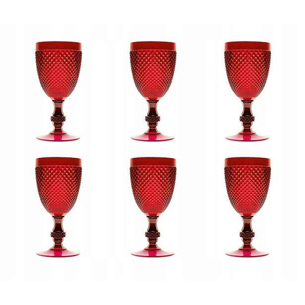 Skleničky Excelsa Diamond, plast, červené, 6 ks, 18 cm, 300 ml