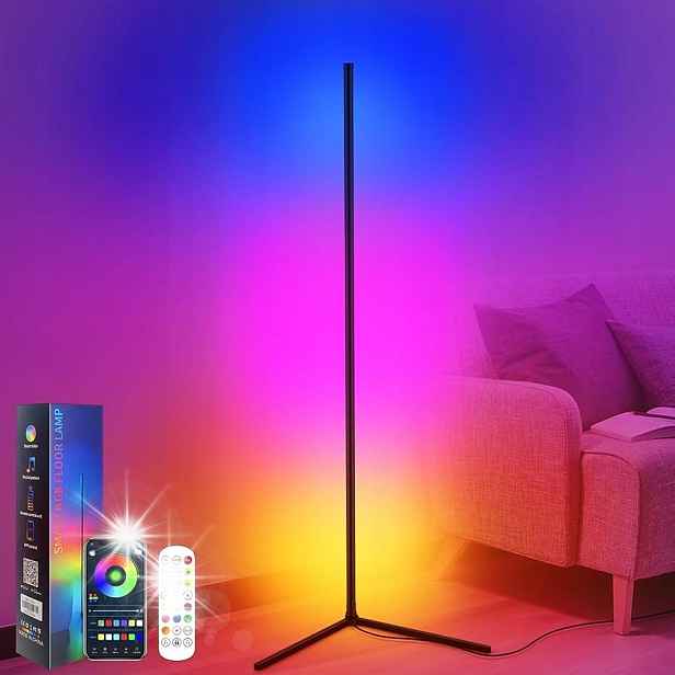 Stojací Rohová Led Lampa Rgb Dálkový Ovladač Apka