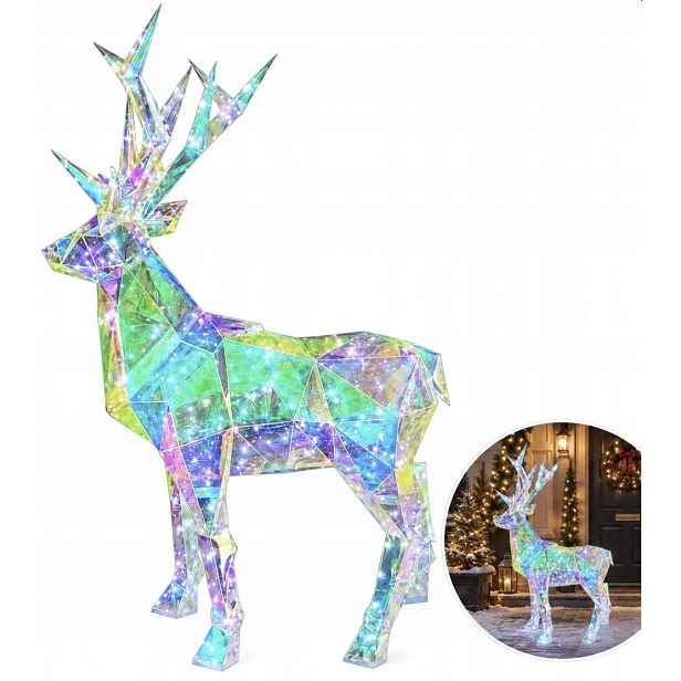 Vánoční Sob Led 3D Holografický 90 cm IP44 Ozdoba Zahrada Studená Bílá