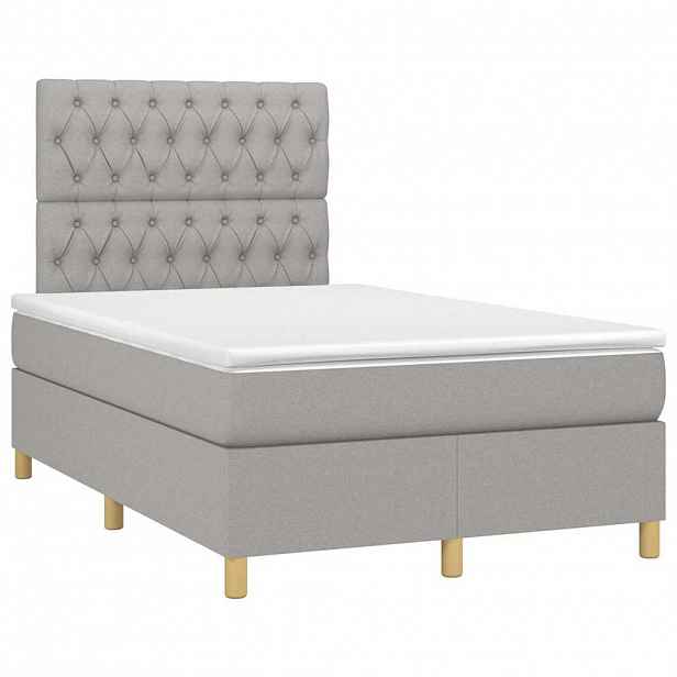 vidaXL Box spring postel s matrací světle šedá 120x190 cm textil