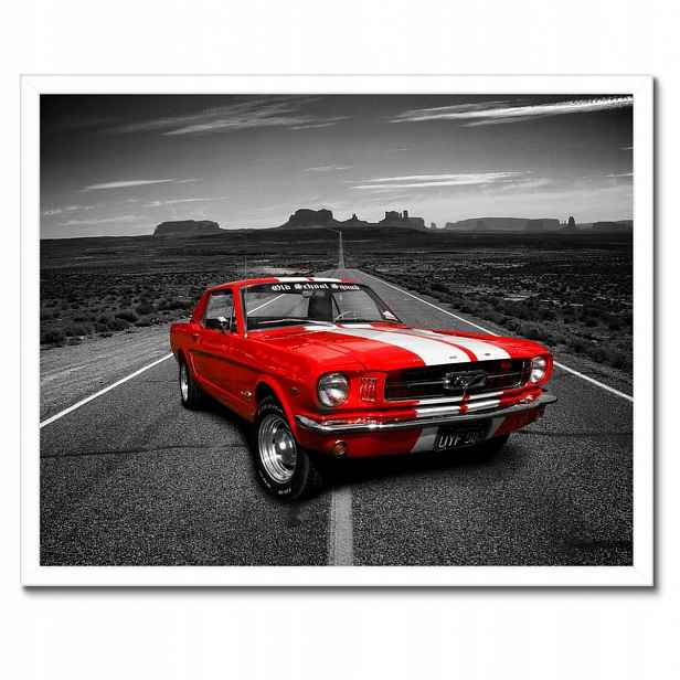 Plakáty v rámu 50x40 Červený Ford Mustang