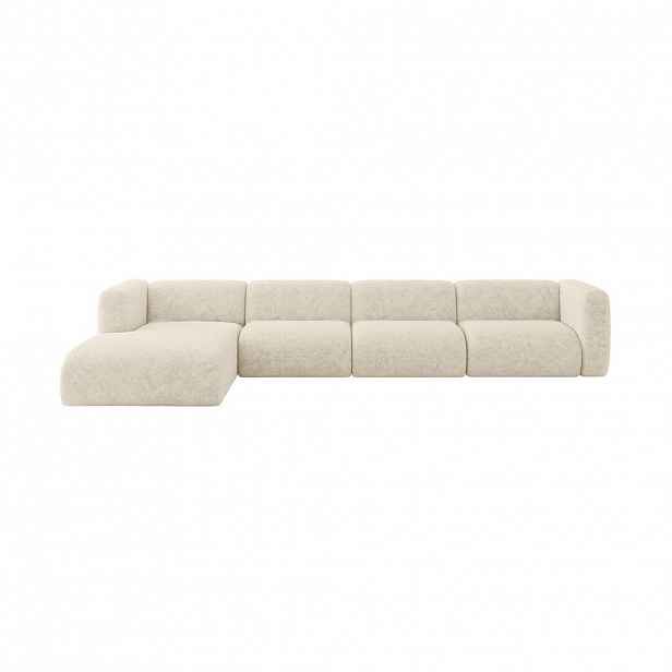 ALTDECOR ROHOVÁ SEDAČKA S LEVOU OTOMANOU MIRA-L3 409x179x70 Krémová Velur