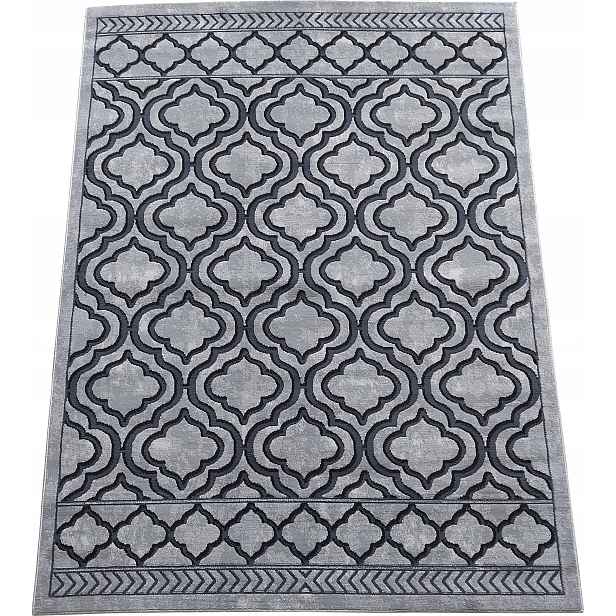 Koberec marocký šedý, plyšový se vzorem 200x300