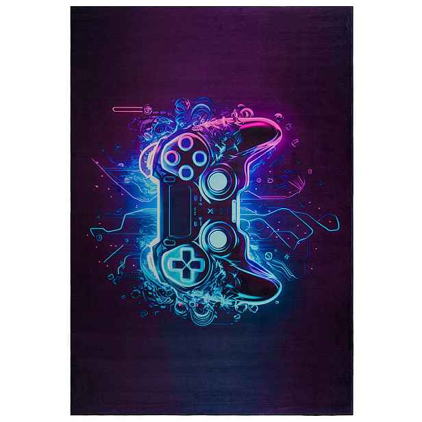 Mazovia DĚTSKÝ Koberec Gara Lesto Mazovia 180x250cm Černý Gaming Krátký Vlas