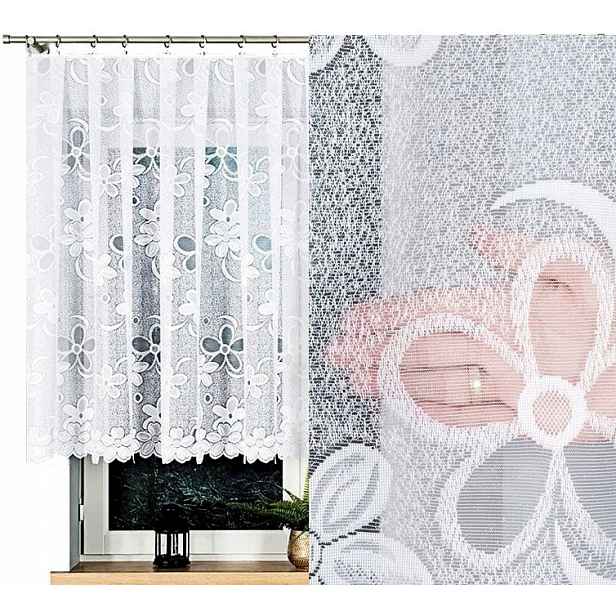 Záclona 500x130 cm jednoduchá s květinami (hotová) s lemováním