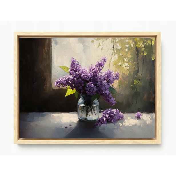 Obraz Rám Americký Box Květiny Fialový Bez Lilak Kytice Dekorace 80x60