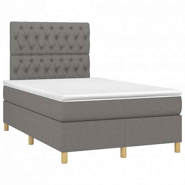 vidaXL Box spring postel s matrací tmavě šedá 120x190 cm textil