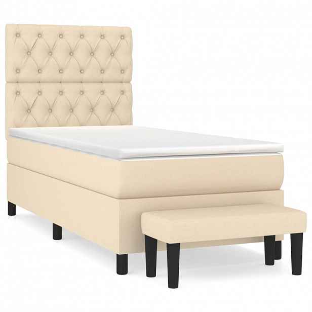 vidaXL Box spring postel s matrací krémová 80 x 200 cm textil