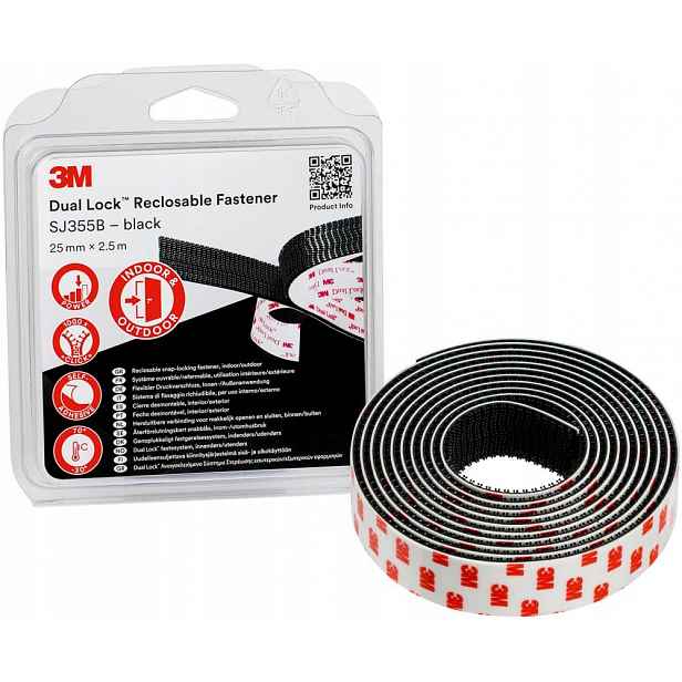 Páska na suchý zip Dual Lock SJ3550 černá 40 hlav/cm² 25 mm x 2,5 m x 5,7 mm 3M