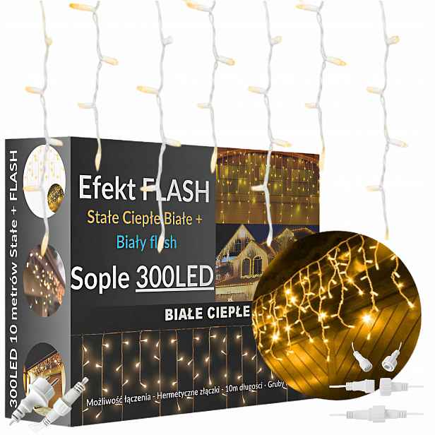 Sople Flash 300LED Venkovní Vánoční Světla S Bleskem, Světýlka, Balkon