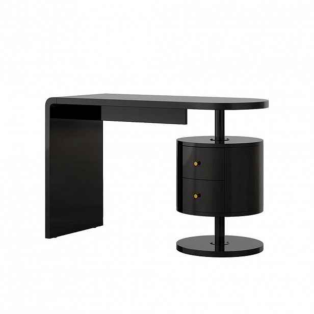 Vicco TOALETNÍ STOLEK Lara Černý vysoký lesk 120 cm se 2 zásuvkami