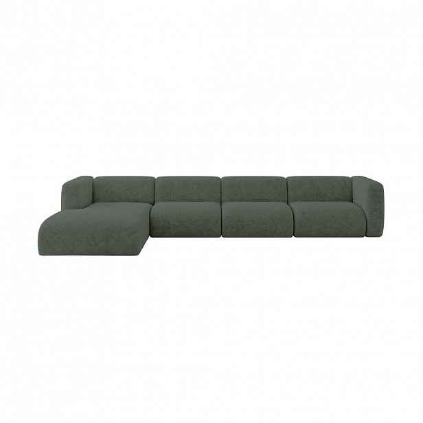 ALTDECOR ROHOVÁ SEDAČKA S LEVOU OTOMANOU MIRA-L3 409x179x70 Zelená Velur