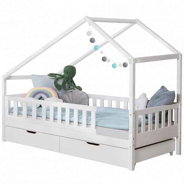 Livetastic DĚTSKÁ POSTEL SE STŘÍŠKOU, 100/200 cm, bílá