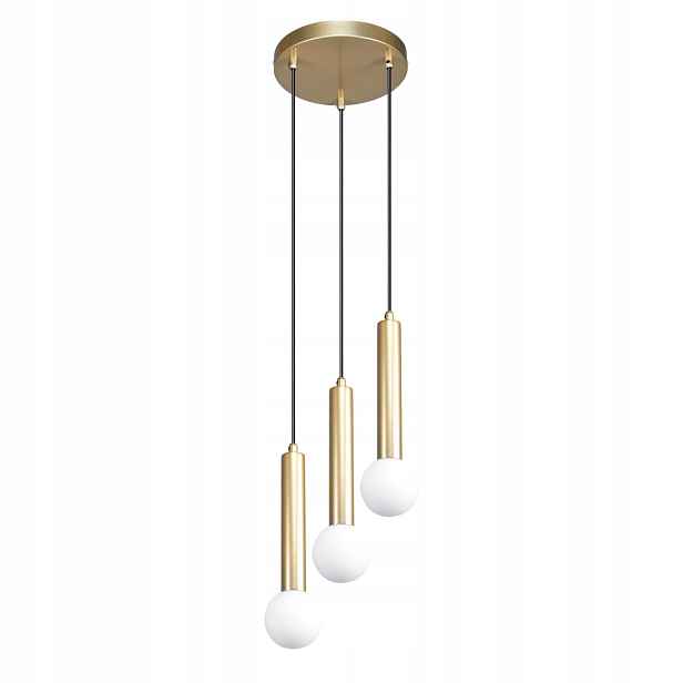 Závěsná lampa Italux Filano zlatá 3xG9 5W moderní koule 150 cm