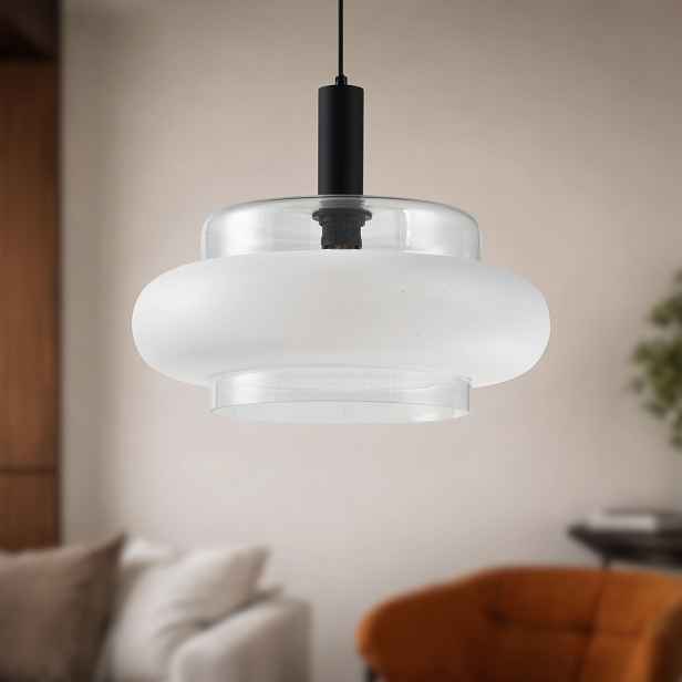 BRIZI lampa wisząca czarny 1x40W E27 klosz bezbarwny+mrożony