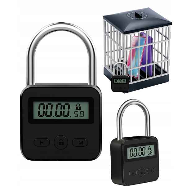 Kovový časový zámek Usb akumulátorový visací zámek s časovačem LCD displej