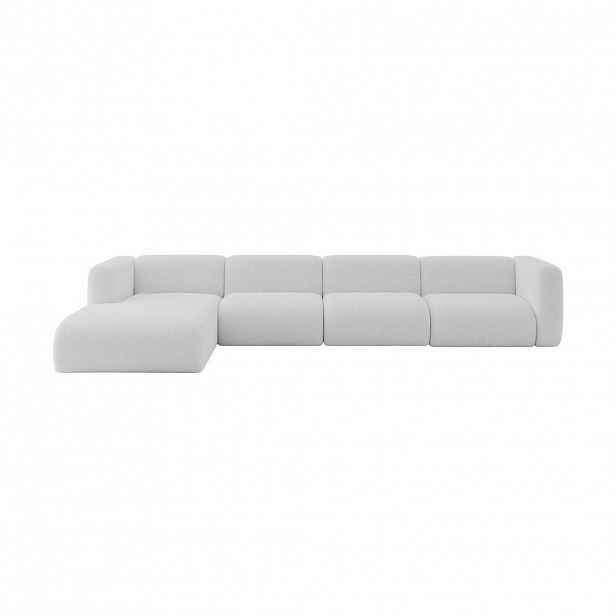 ALTDECOR ROHOVÁ SEDAČKA S LEVOU OTOMANOU MIRA-L3 409x179x70 Světle šedá Bouclé